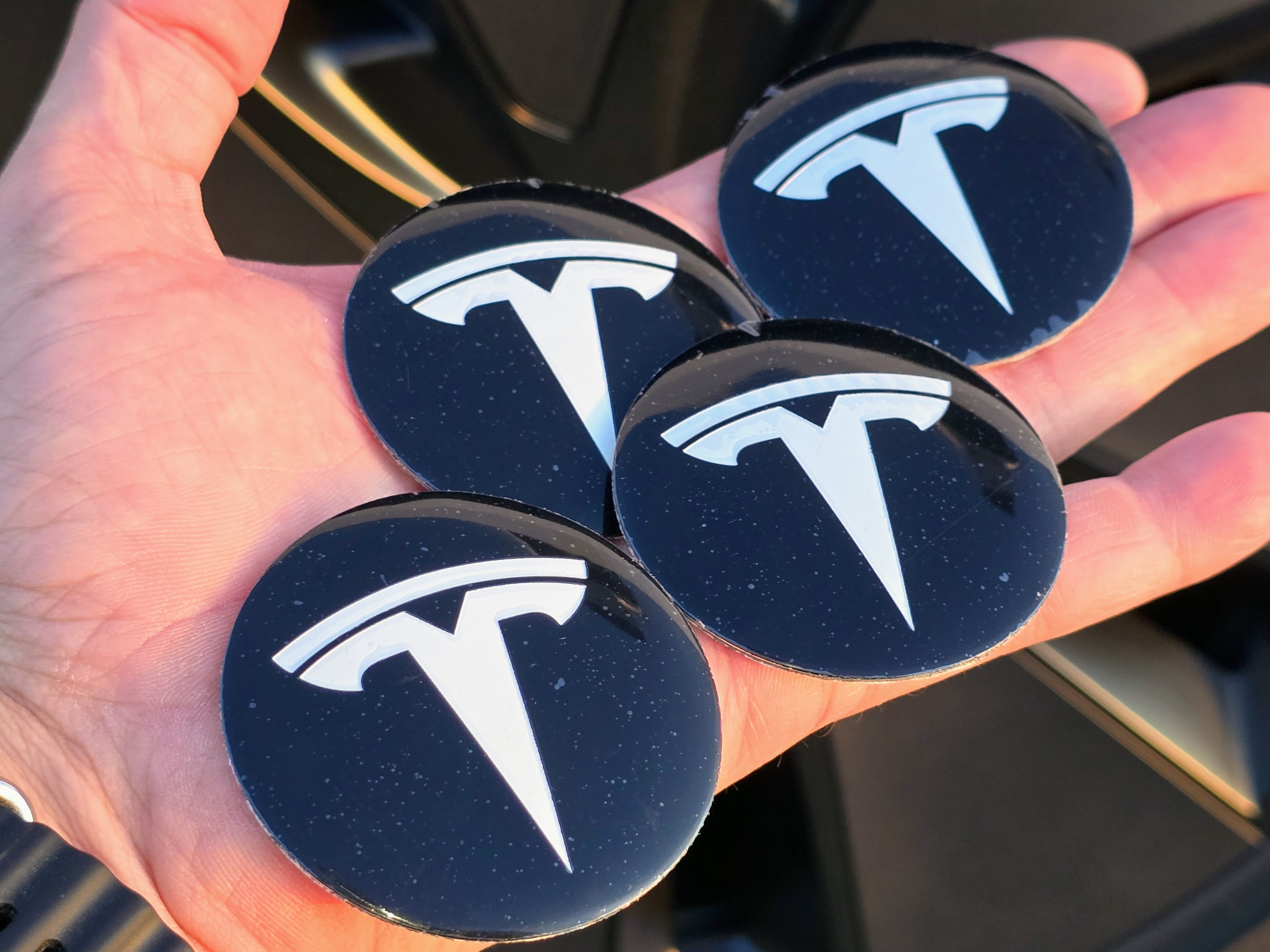 Tapas de Centro de Llanta Tesla (4 piezas) | Logo Premium 3D