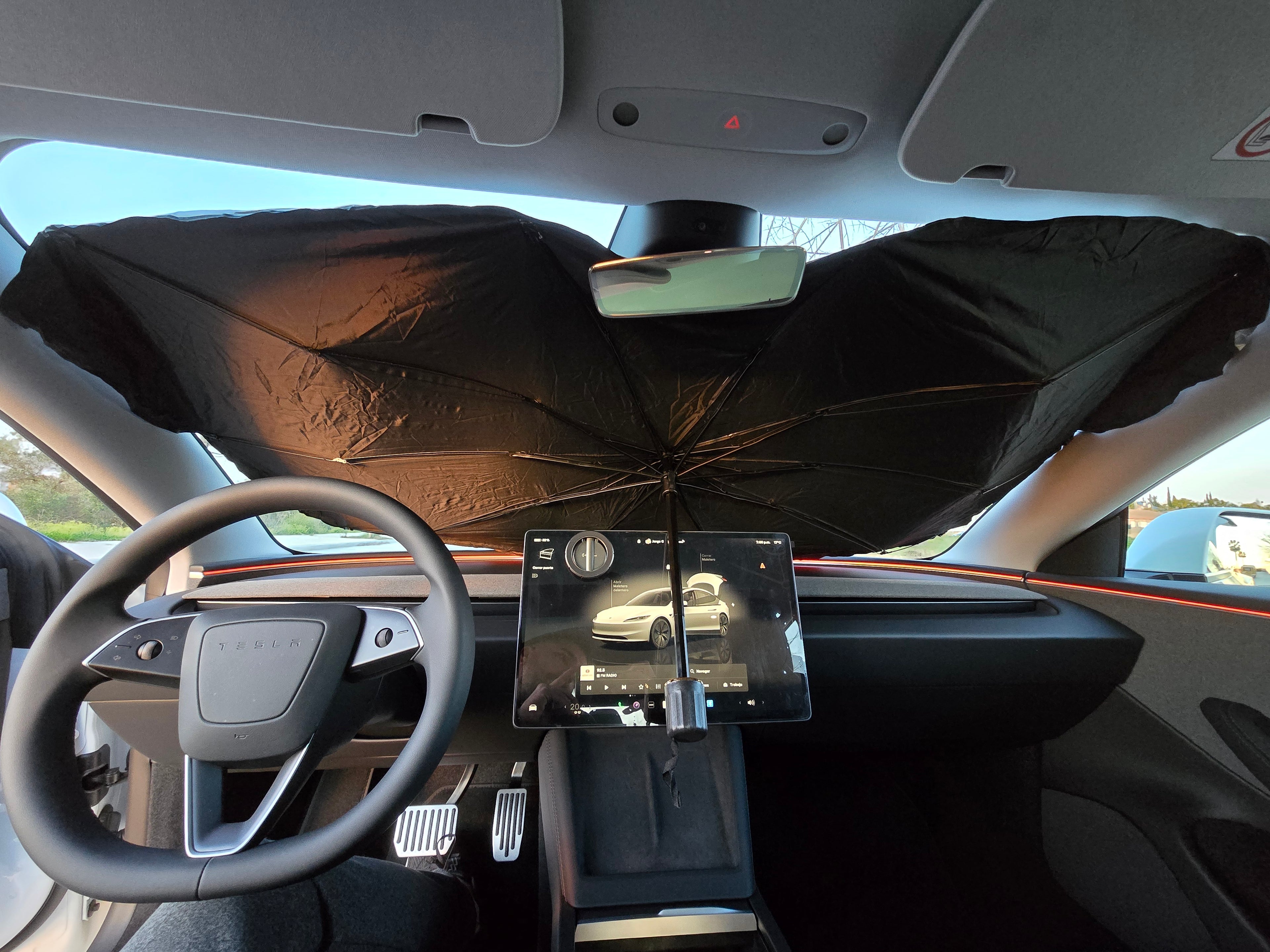 Parasol Tipo Paraguas para Tesla Model 3 y Model Y | Protección Solar Total