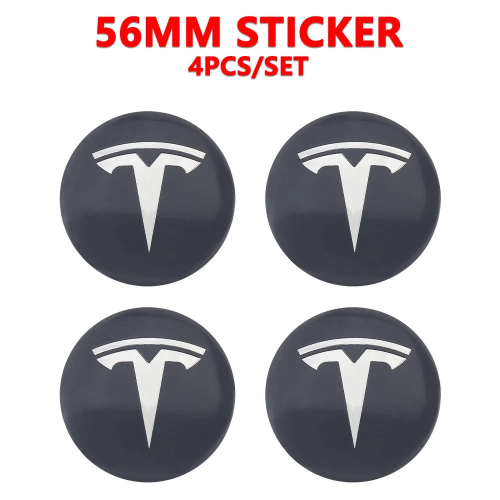 Tapas de Centro de Llanta Tesla (4 piezas) | Logo Premium 3D
