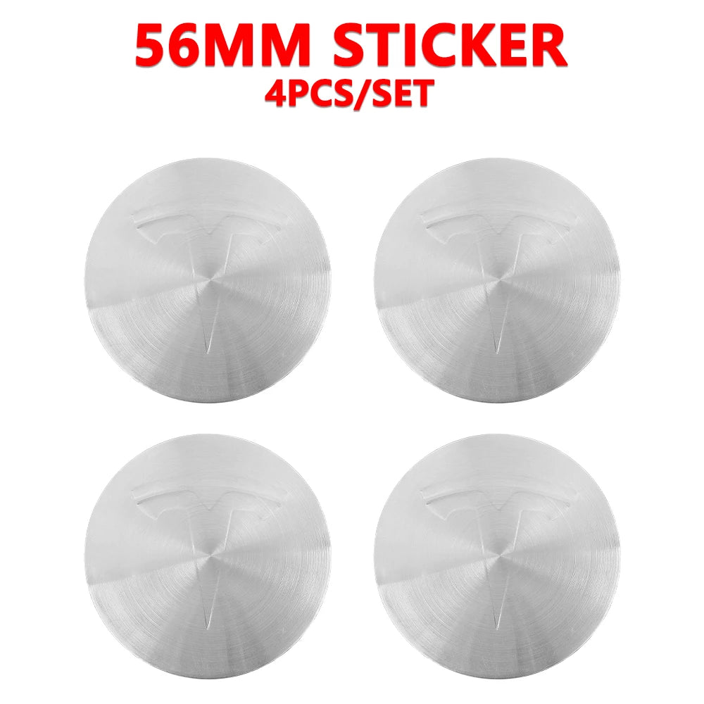 Tapas de Centro de Llanta Tesla (4 piezas) | Logo Premium 3D