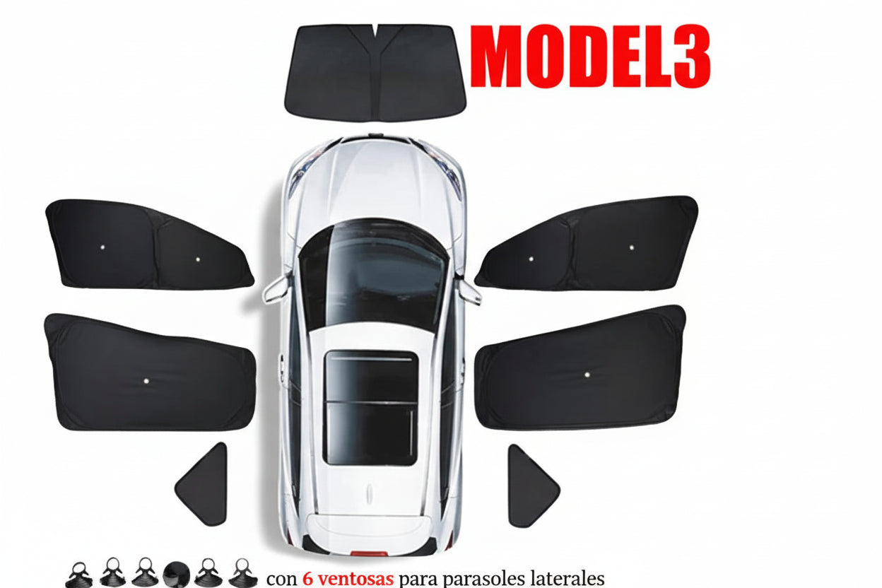 Cortina de Techo Solar y Ventanas Laterales para Tesla Model 3 Highland 2024 – Protección Solar y Privacidad