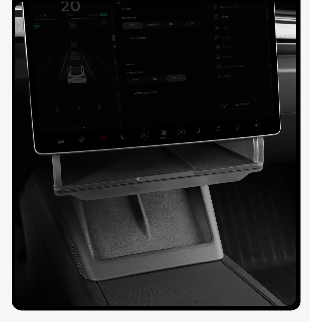 Caja de Almacenamiento Oculta para Tesla Model 3 Highland 2026 – Organizador Bajo la Pantalla Central