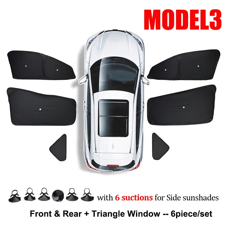Cortina de Techo Solar y Ventanas Laterales para Tesla Model 3 Highland 2024 – Protección Solar y Privacidad