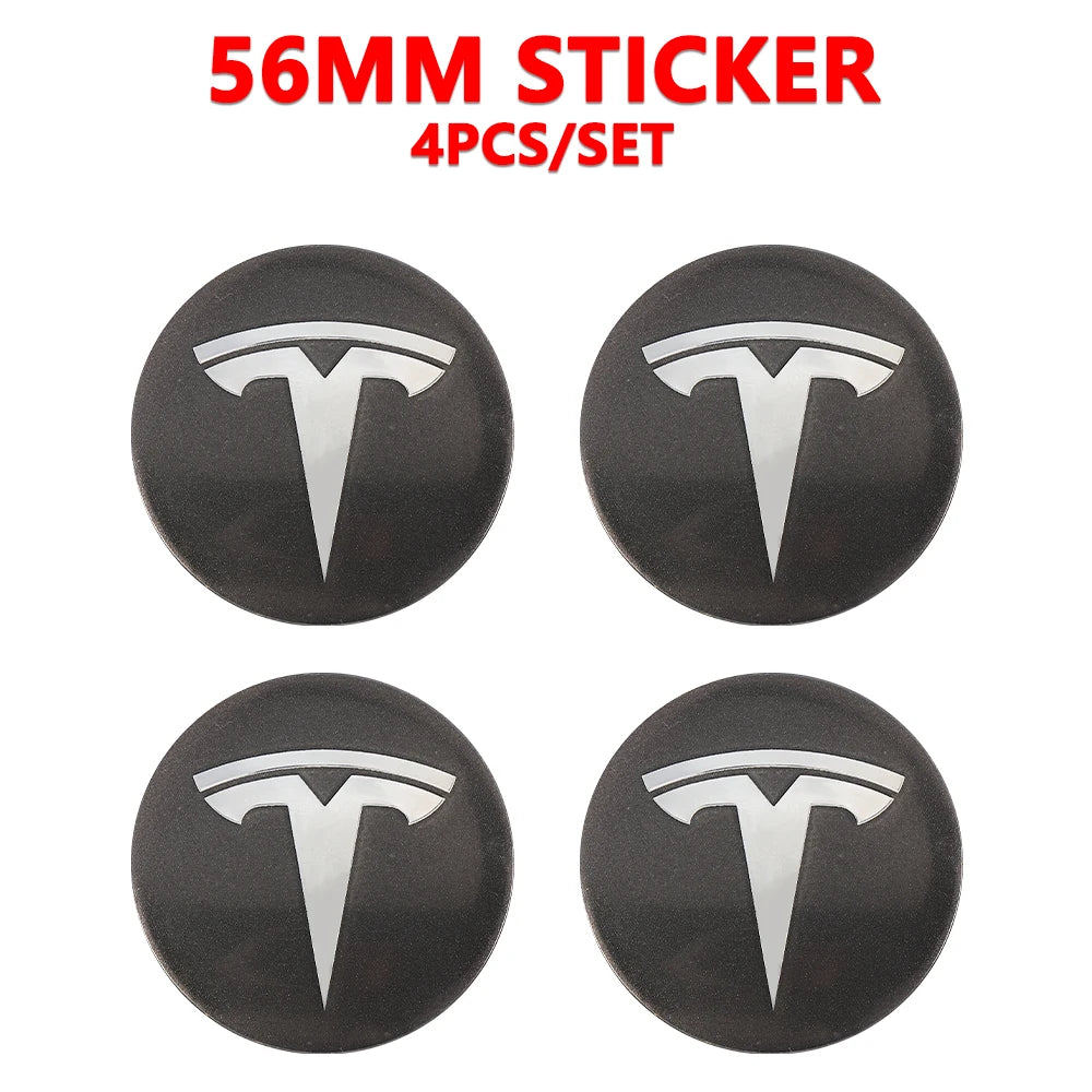 Tapas de Centro de Llanta Tesla (4 piezas) | Logo Premium 3D