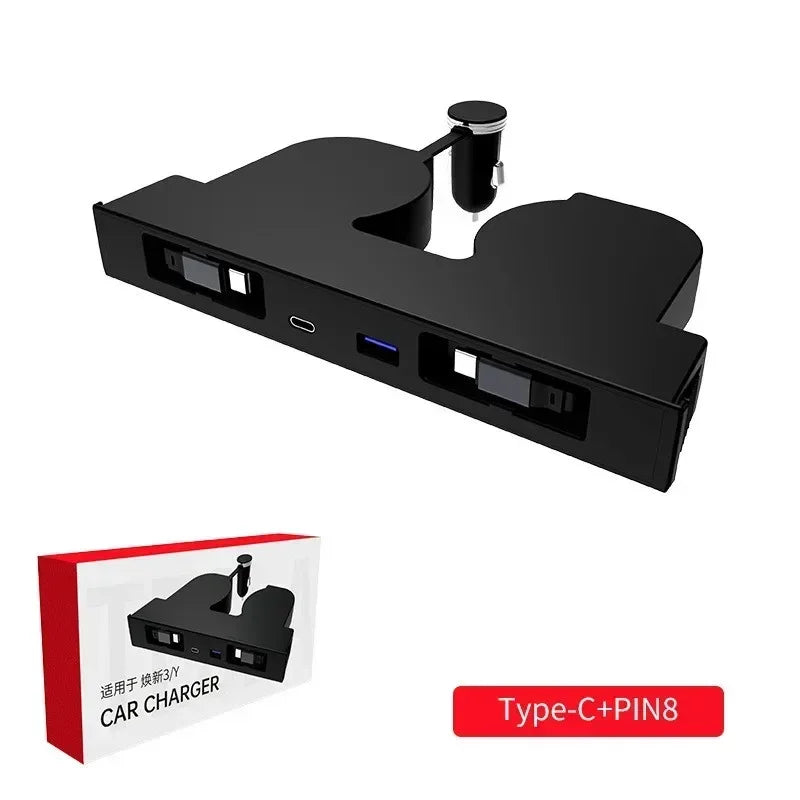 Estación de Carga USB 60W para Tesla Model 3 Highland y Model Y Juniper | HUB Magnético Retráctil